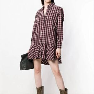 ISABEL MARANT ÉTOILE Ondria Checked Dress In Red 36